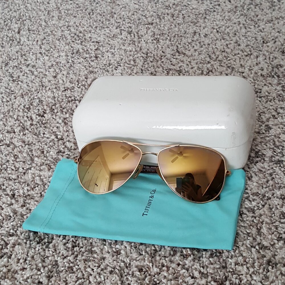 Tiffany & Co. 18K GOLD PLATED Atlas Aviator Pilot Sunglasses Mirror Roman Numer - Picture 5 of 17